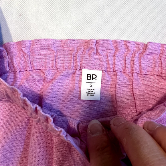 BP Crop Top‎ Ruffle Strap Pink Linen Blend Summer Sleeveless Shirt S - Picture 2 of 10